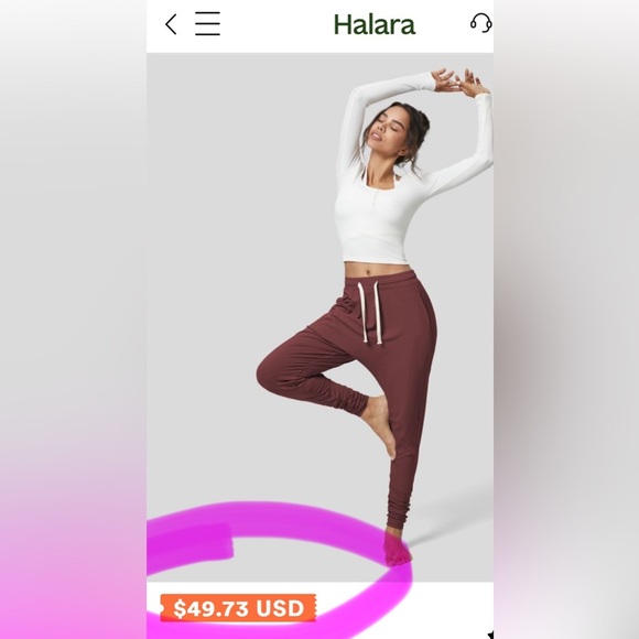 Halara Andorra/Maroon Mid Rise Drawstring Side Pocket Casual Jogger| NEW/NWT♥️ - Picture 5 of 9